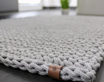 Bath rug, bath mat, carpet, crocheted from cotton cord