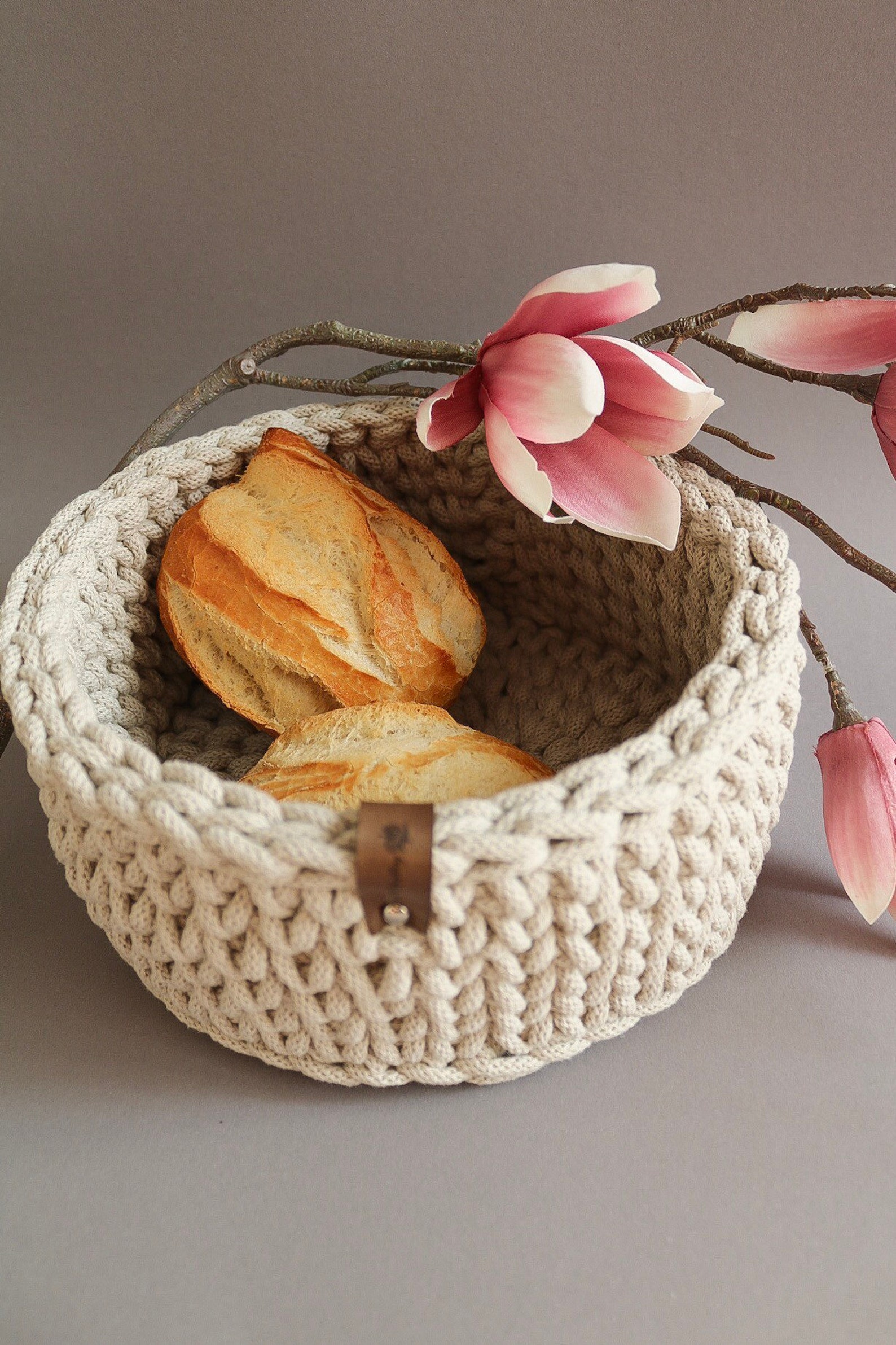 Crocheted basket crochet basket bread basket bread basket Etsy