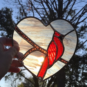 Cardinal Heart Stained Glass