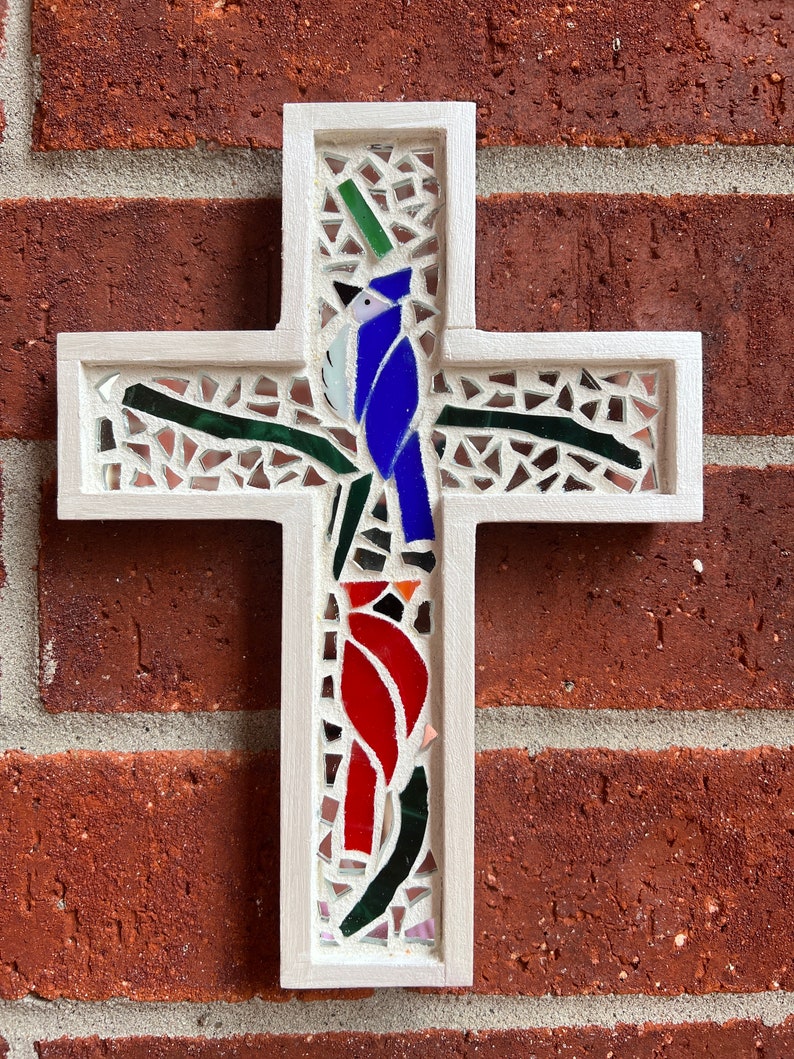 Cruz de mosaico cardenal o arrendajo azul imagen 6