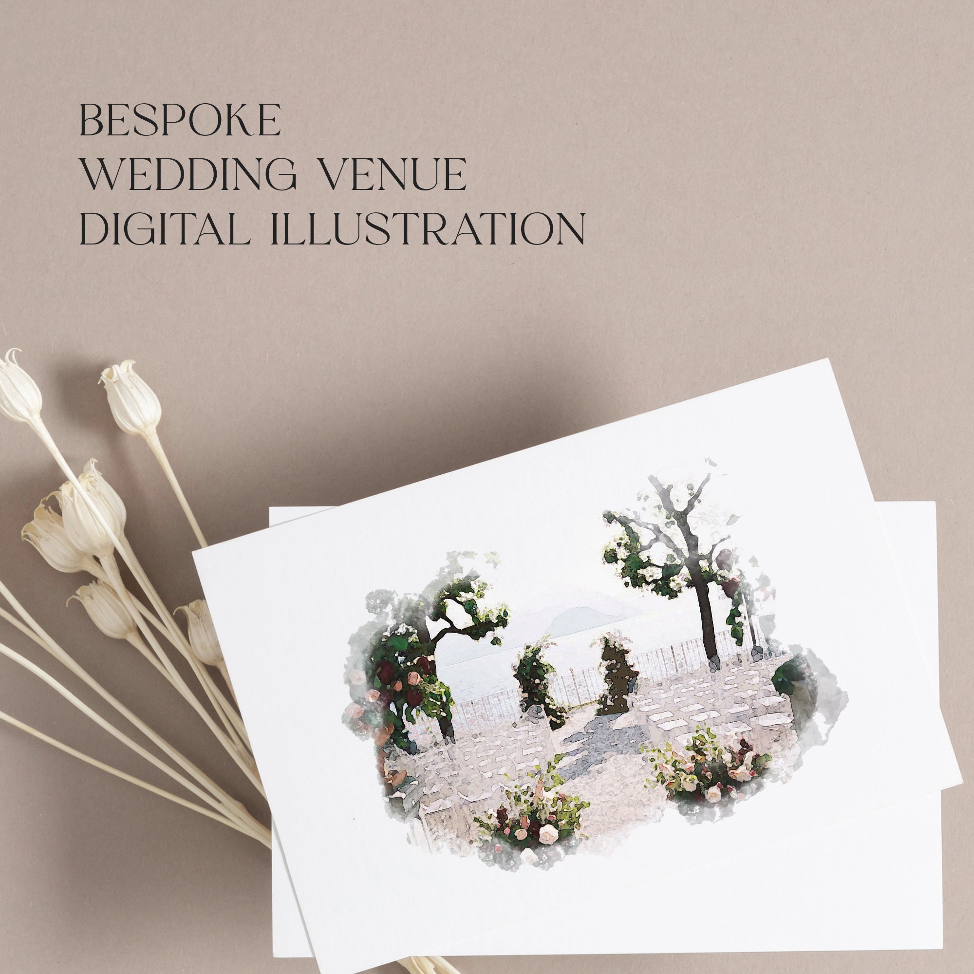 Custom Wedding Venue Illustration Digital Download Bespoke Downloadable ...
