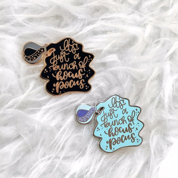 Hocus Pocus Hard Enamel Pin Lapel Badge | Witchy Spooky Magical Goth Aesthetic Halloween Potion Text