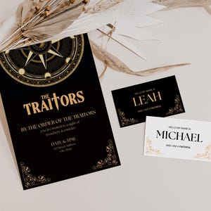O kit definitivo para a noite de jogos dos traidores, jantar dos traidores, convite para a festa dos traidores, traidores, download digital, modelo Canva