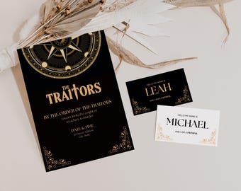Traitors Game Night Kit: Dinner Party Invitation, Name Tags (Digital Download)