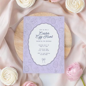 Editable Easter Egg Hunt Invitation, Easter Egg Hunt Invite, Rabbit Easter Party Invitation, Floral Easter Invite, Digital Download