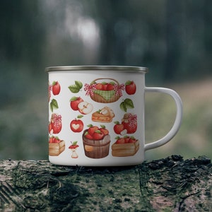 Cottagecore Apple Enamel Camping Mug: Fall Harvest Decor