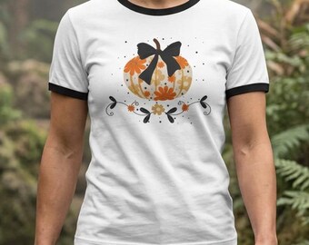 Autumn Pumpkin T-Shirt | Fall Vibes Ringer Shirt