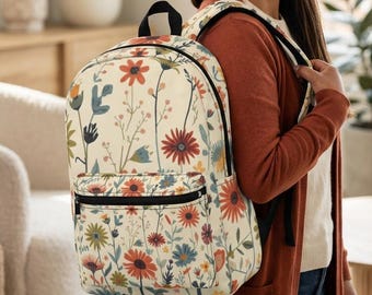 Vintage Floral Pattern Backpack | Ditsy Wildflower Laptop Bag