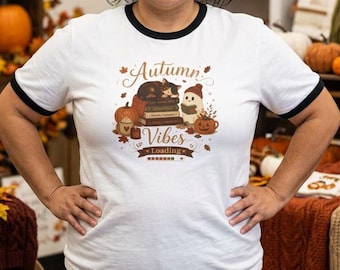 Autumn Ringer Tee, Vintage Fall Shirt, Cozy Pumpkin Tee, Retro Autumn Top