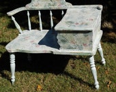 Antiqued Vintage Telephone Gossip Bench