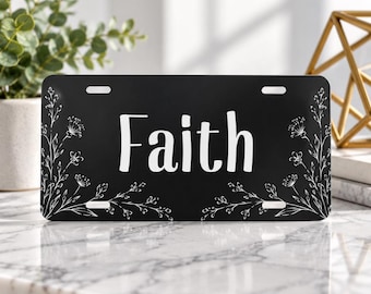 FAITH Floral Car Tag | Religious Vanity Front Plate