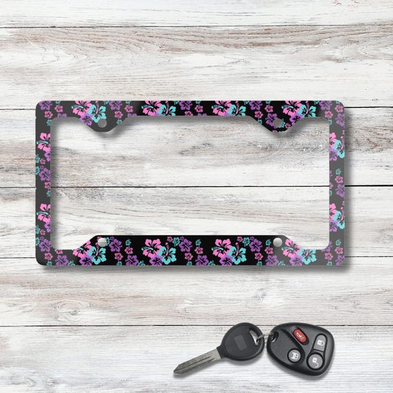 Hibiscus Floral License Plate Frame: Tropical Car Accessory