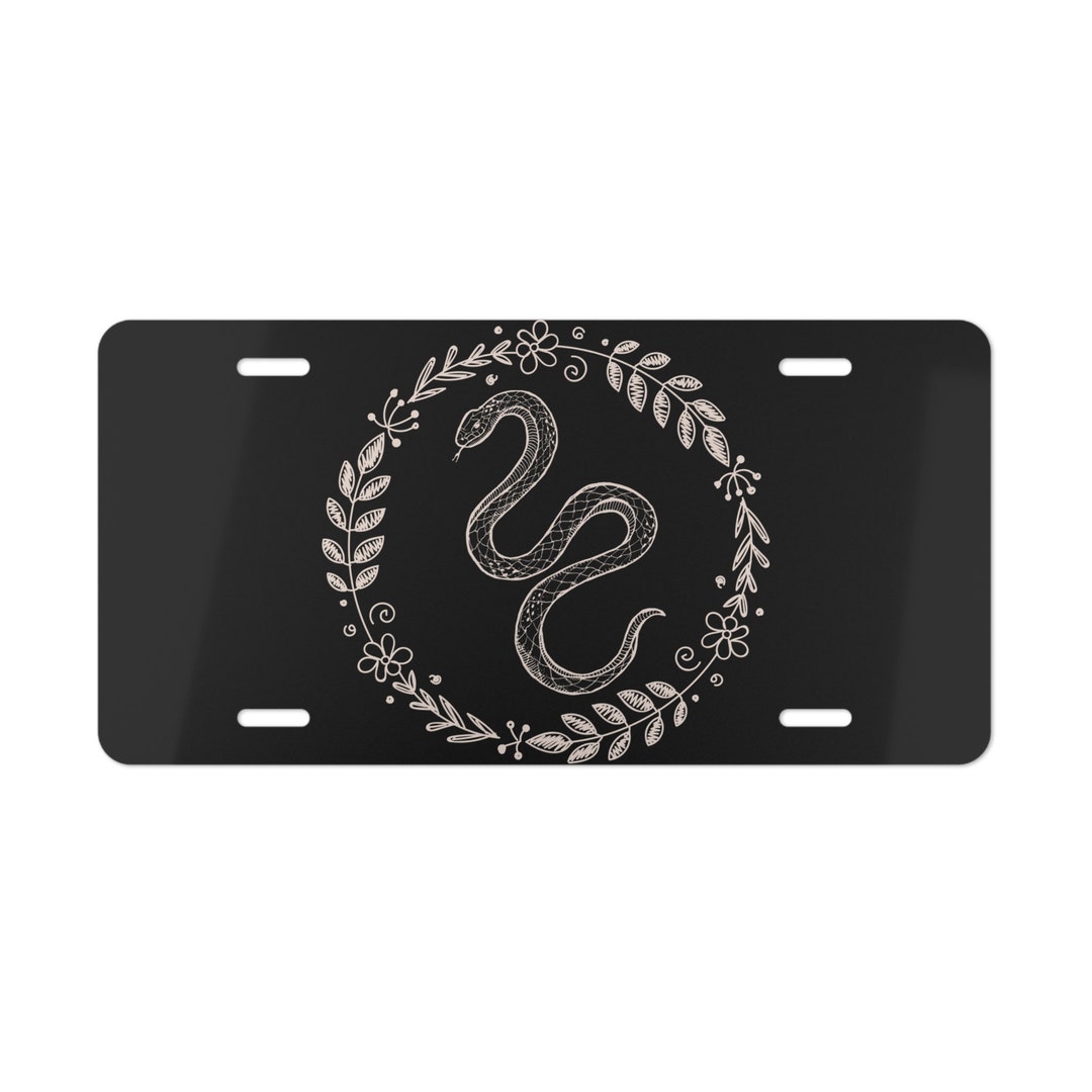 Cottagecore Snake License Plate Vintage Botanical Car Tag Cute Gift for