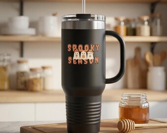 Spooky Season 40oz Travel Mug | Halloween Insulated Tumbler with Straw
