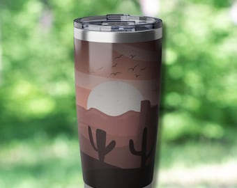 Vaso térmico de 20 oz con tapa estilo suroeste / Taza de viaje con paisaje desértico