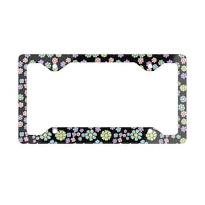 Pastel Flowers License Plate Frame | Minimalist Floral Car Tag Frame | Cute Car Accessory for Her
