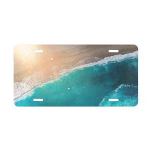 Ocean Shore Vanity Plate - Custom Car Decor, Beach-Themed Gift, Personalized License Plate, Summer Vibe Display, Nautical Home Decor