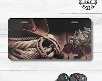 Cowboy Car Tag | Rustic Western License Plate