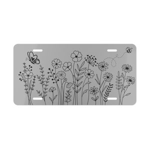 Wildflowers Car Tag | Cool Floral License Plate | Gift for Mom, Daughter, Sister, Friend