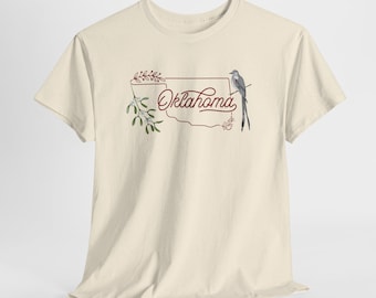 Camiseta con el ave y la flor del estado de Oklahoma / Camiseta con flores silvestres de Oklahoma
