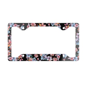 Marco de matrícula metálico floral / Decoración elegante para coche, regalo personalizado, decoración para el hogar y el jardín, recuerdo de boda, accesorios para coche