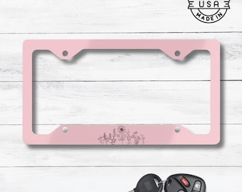 Wildflowers License Plate Frame | Boho Floral Car Accessory
