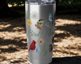 Vaso térmico con diseño de pájaros y flores silvestres / Vaso de viaje de acero inoxidable de 591 ml (20 oz)