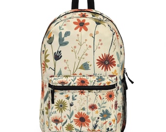 Mochila vintage con estampado floral / Bolso para portátil con estampado de flores silvestres