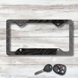 Topographic License Plate Frame, Unique Car Accessory, Mountains Vehicle Decoration, Outdoor Adventure