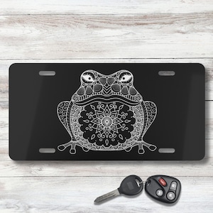 Artistic Frog Car Tag, Custom Car Decor, Unique Gift, Cute Home Decor, Frog Lover's Accessory