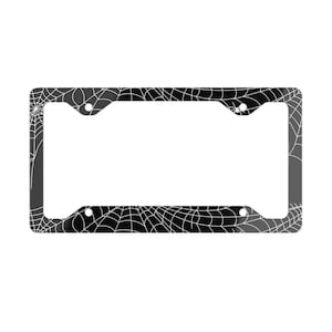 Spiderweb Metal License Plate Frame, Personalized Car Accessory, Gift for Him/Her, Unique Vehicle Decor, Holiday Gift Idea
