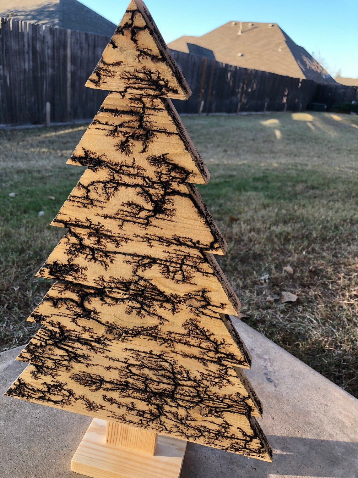 Reversible Wooden Christmas Tree with Fractal Burn Art and Etsy