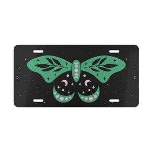 Witchy Moth License Plate, Moon and Butterfly Car Tag, Gift for New Car/ New Driver/ Learner Permit