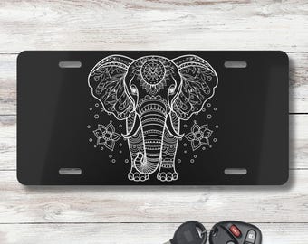 Elephant Car Tag: Boho License Plate - Animal Lover Gift