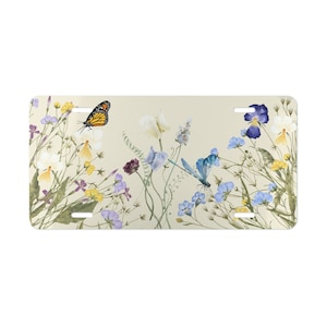 Summer Wildflowers License Plate, Custom Flowers Vanity Car Tag, Gift for New Car/ New Driver/ Mom/ Garden Lover