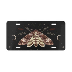 Butterfly Moth License Plate: Dark Academia Car Tag