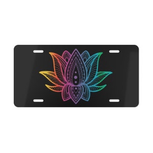 Lotus Flower License Plate: Yoga Car Tag, Aluminum Vanity Plate