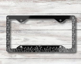 Wildflower License Plate Frame: Hand-Drawn Floral Car Decor