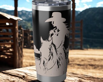 Vaso estilo vaquera del oeste, taza de viaje Country Living con tapa.