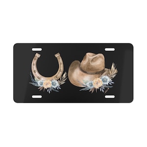 Horseshoe & Cowboy Hat License Plate: Western Car Tag