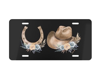 Horseshoe & Cowboy Hat License Plate: Western Car Tag