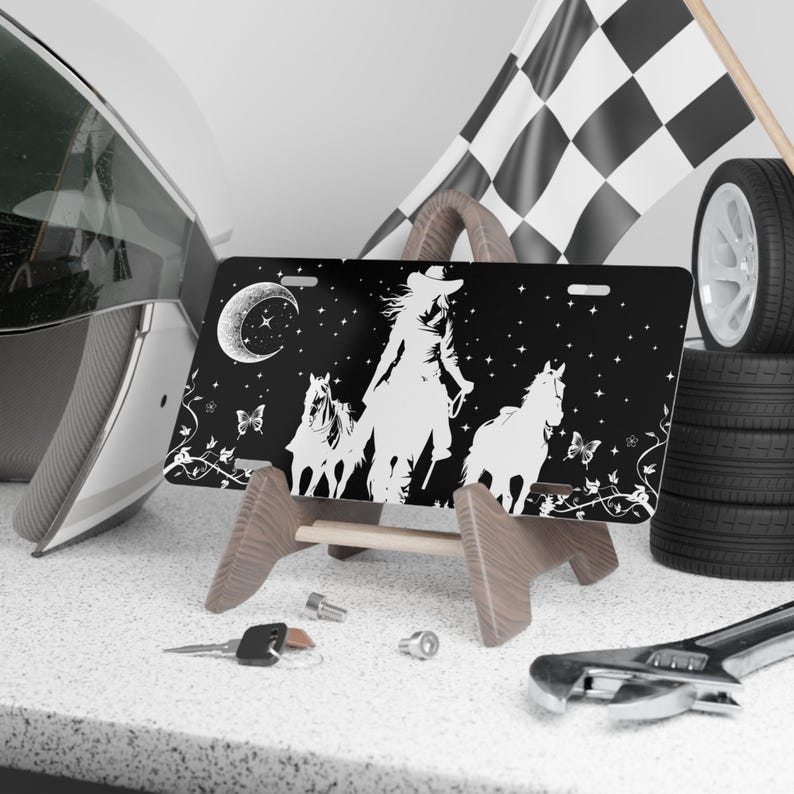 Placa de coche vaquera / Placa de matrícula del oeste / Decoración americana para coche imagen 3