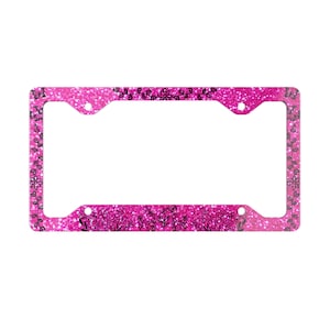 Cornice per targa con glitter finti rosa: decorazioni glamour per auto