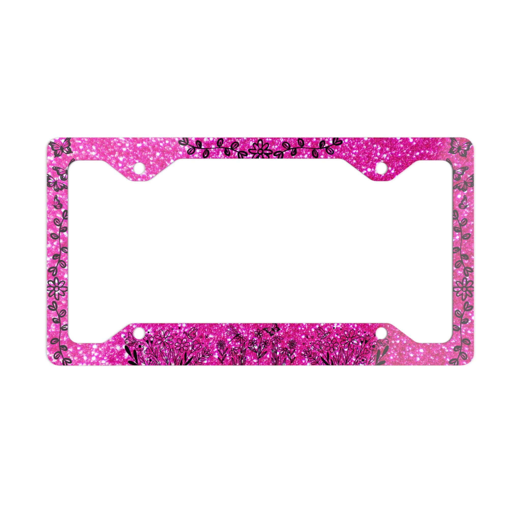 Pink License Frame Pink Faux Glitter License Plate Frame: Glam Car Decor - Etsy