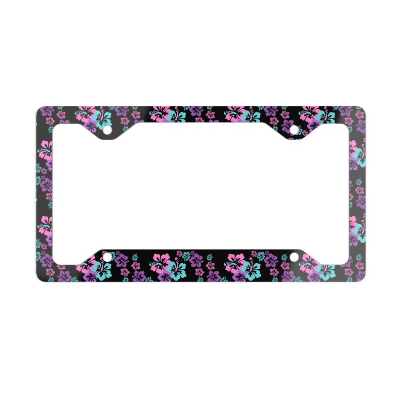 Hibiscus Floral License Plate Frame: Tropical Car Accessory image 2