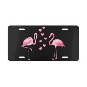 Pink Flamingo License Plate: Aluminum Car Tag, Florida Gift
