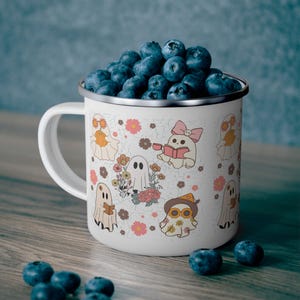 Book Ghost Enamel Camping Mug – 12 oz | Cozy Fall Reading & Halloween Mug image 6