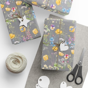 Unique Wrapping Paper, Floral Gift Wrap Paper, Pressed Flowers Wrapping Paper, Eco-friendly Wrapping, Party Supplies, Birthday