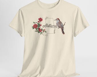 Camiseta con el ave y la flor del estado de Alabama, camiseta con flores silvestres de Alabama