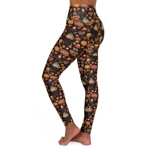 Fall Vibes Yoga Pants, Autumn Activewear, Comfortable Leggings, Unique Seasonal Leggings, Holiday Season Gift